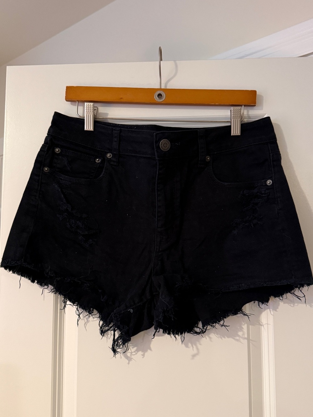 American Eagle Outfitters Black Distressed Denim Cutoff Shorts